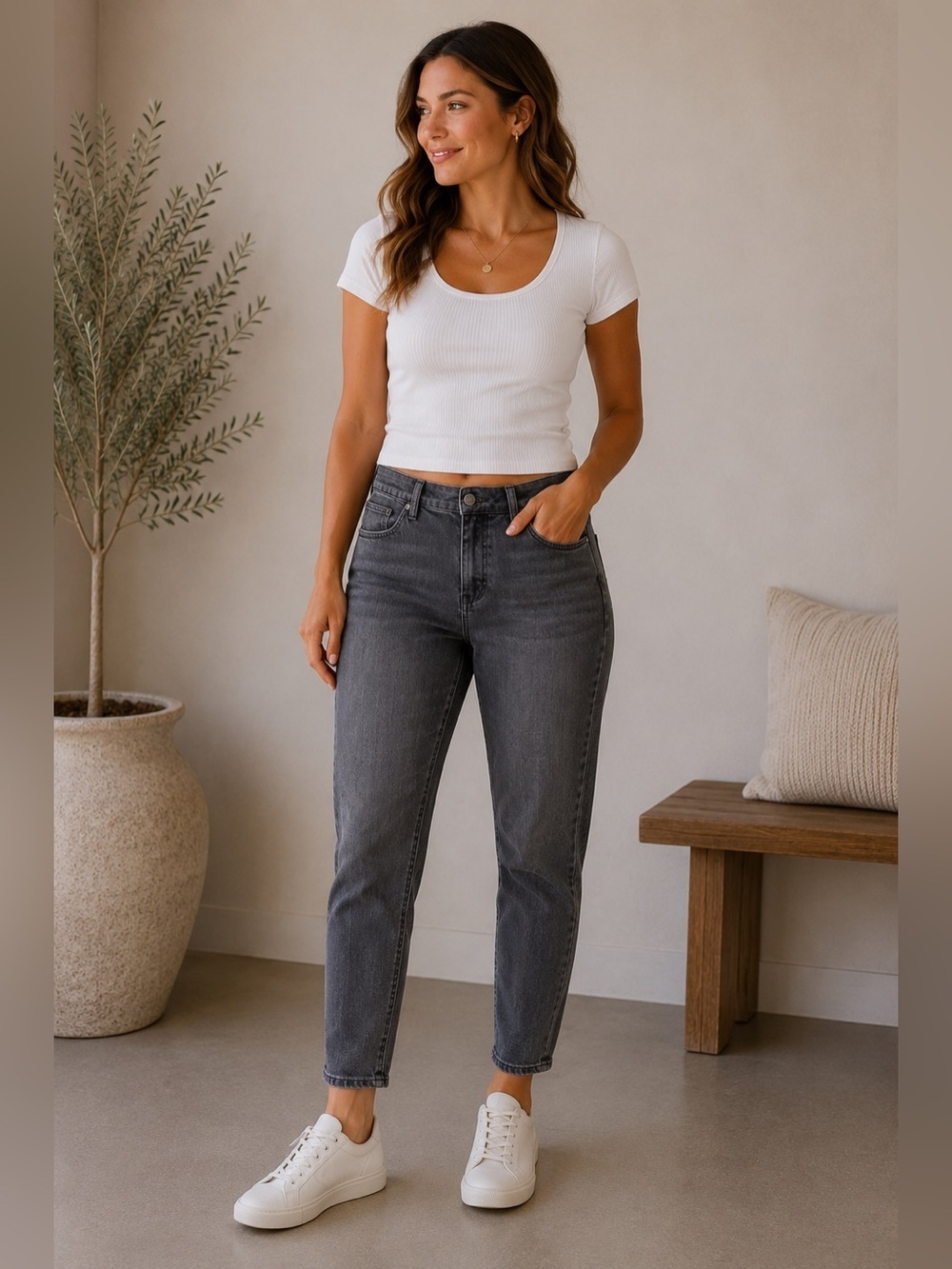 Talbots Charcoal Flawless Five Pocket Slim Stretch Ankle Jeans Size 12 Denim